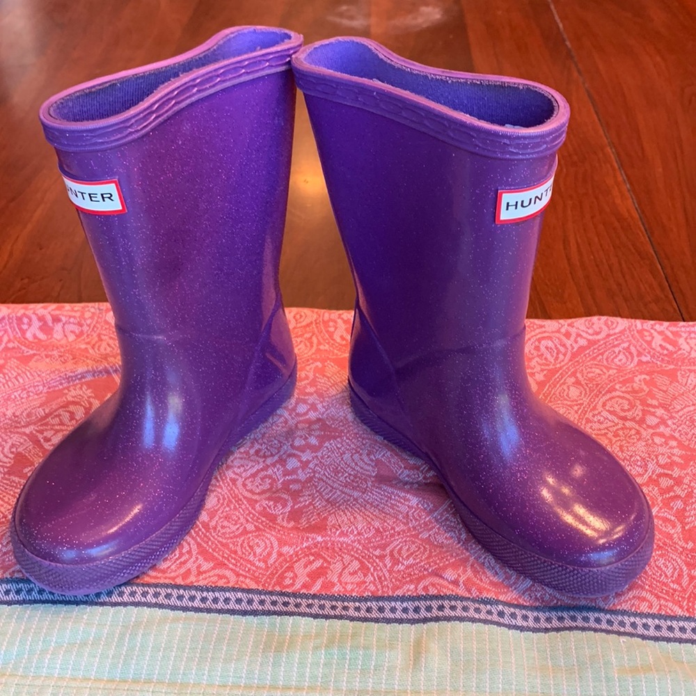 Hunter Purple Glitter Rain Boots, Toddler Girls Size 9
